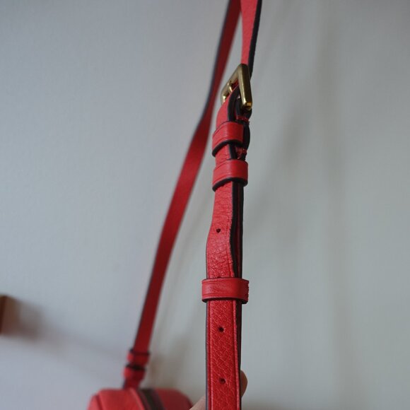 J. Crew Signet Crossbody camera Leather Bag Purse in Italian Leather Red - Picture 9 of 14